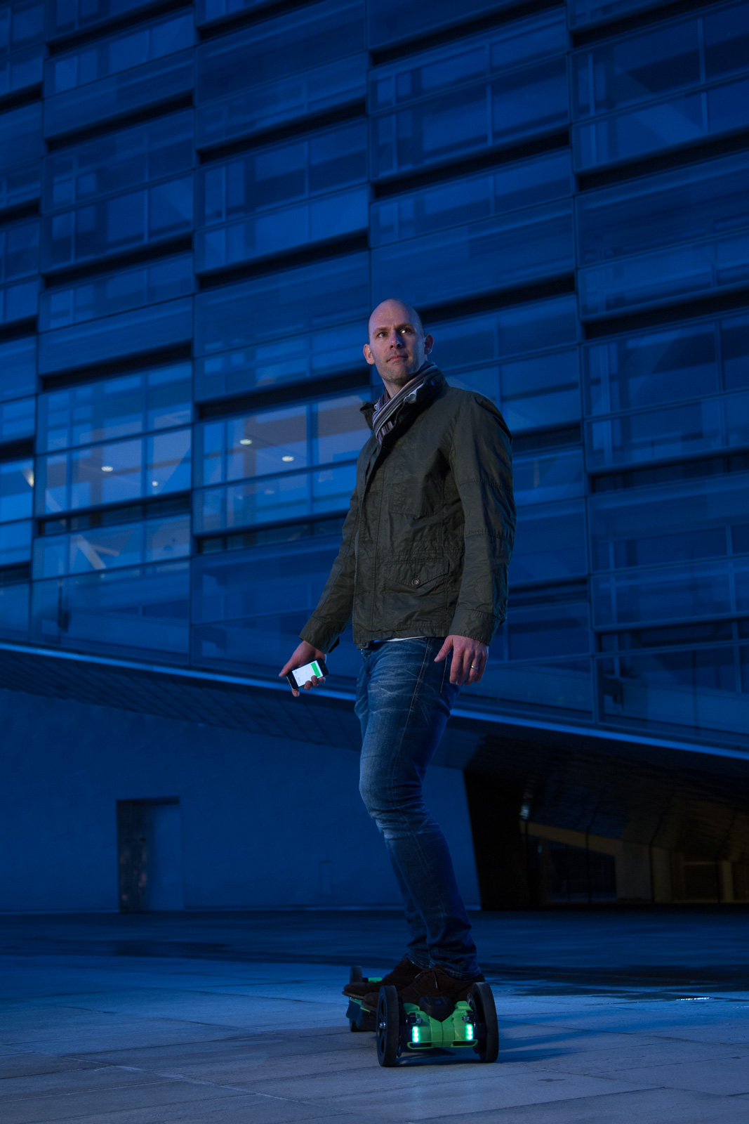 Sune Pedersen with Faraday Motion electric vehicle - demonstrating expertise in EV technology and robotics